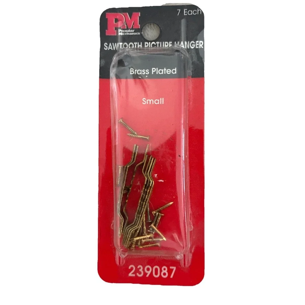 Sawtooth Picture Hangers 7 pc Small Brass Plated Popular Mechanics 239087 NEW